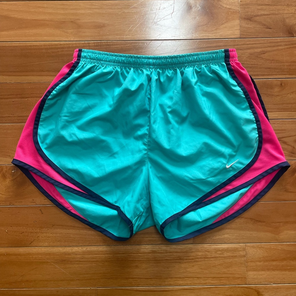 Nike Women's Aqua and Fuchsia Athletic Shorts